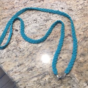 Aqua braided bead necklace